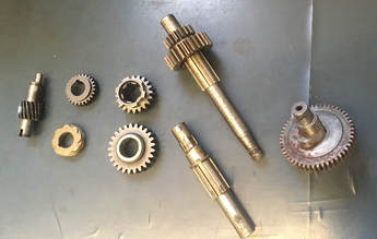 The set of gears our engineers are to reverse engineer for a Triumph Tiger Cub motorcycle.