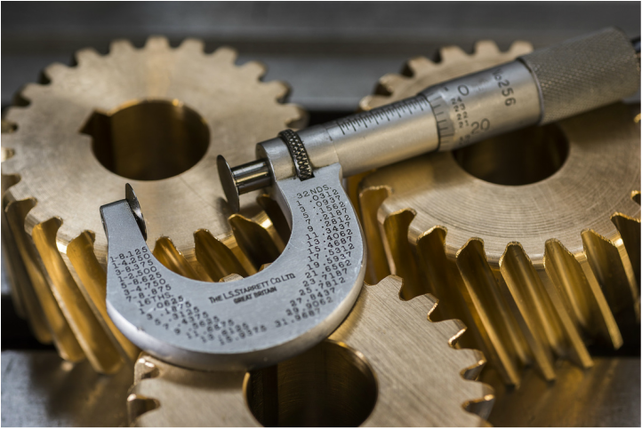 A micrometer used in precision gear cutting and gear hobbing